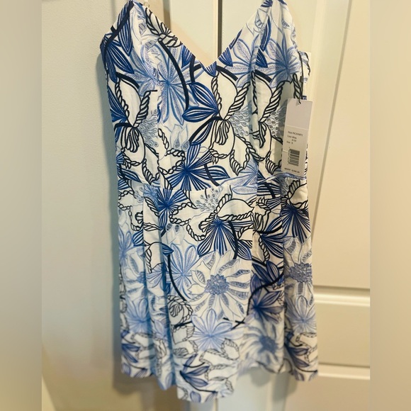 NWT! PARKER 'Jacquel' ~ White & Blue Floral Pleated A-Line
Party Dress, Sz Small - Picture 2 of 14
